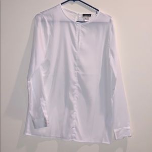 Keyhole White Chiffon Blouse Sz 8